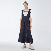 N·MORE设计师品牌 春夏 经典蓝褶皱肌理背带长裙