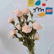 仿生花束玫瑰假话花仿真花白玫瑰，干花加花瓶装饰花卉高档摆件小c8
