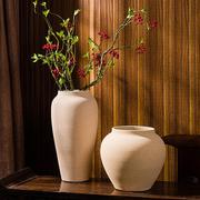 手工磨砂粗陶大陶罐花瓶高级感摆件复古新中式客厅装饰陶瓷插花器