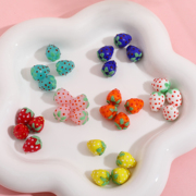 手工琉璃草莓水果玻璃串珠子DIY手机链手链项链耳环饰品配件材料