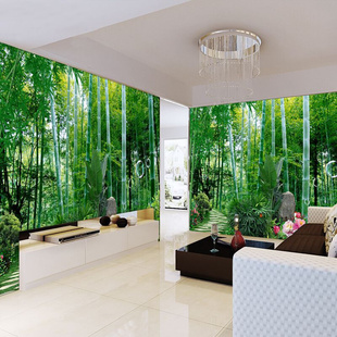 网红大自然风景绿树林竹子，简约3d大型壁纸，壁画客厅沙发卧室8d