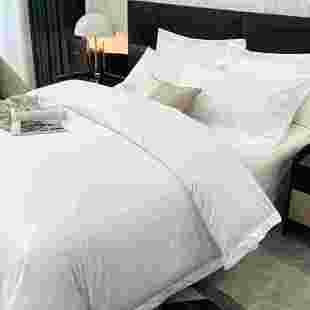 宾馆酒店床上用品四件套民宿风布草纯白色床品床单被套三件套加厚