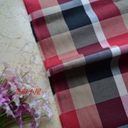 日单纯棉布料红色系格子棉布服装衬衫裙子手工DIY布艺面料9元半米