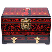 平遥推光漆器首饰盒木质中式复古手饰盒收纳盒嫁妆梳妆盒实用结婚