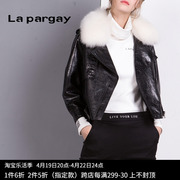 lapargay纳帕佳2023秋冬皮衣夹克，短款外套时尚，狐狸毛领可拆卸