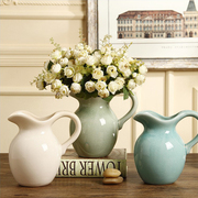 美式乡村奶壶陶瓷花瓶，摆件创意轻奢北欧插花水培花器客厅家居装饰