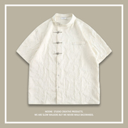蝴蝶翩跹noone小众，设计感金属扣新中式，浮雕男女衬衫