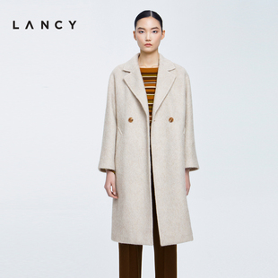 lancy朗姿纯羊毛，大衣女2022冬季高级感通勤气质女士外套