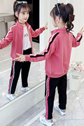 女童春秋套装2023韩版洋气小女孩休闲外套时髦儿童运动三件套