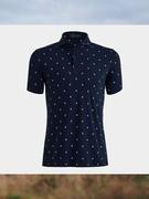 gfore全球购时尚，舒适男士polo衫藏青色波点设计款高级感大气