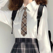 棕色领带女学院风日系jk免打衬衫格子领带，男dk复古懒人女士领结潮
