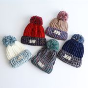 儿童帽子秋冬男女童针织帽，加绒加厚毛线帽，混色套头帽护耳1-10岁