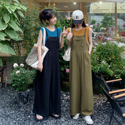 两件套女装韩版减龄甜美气质背带裤+内搭小背心夏季套装上衣