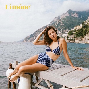 limone2022冬季三角杯高腰分体，泳衣女温泉聚拢显瘦性感比基尼