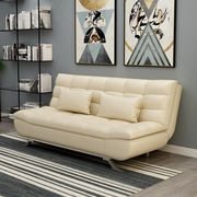 简约小户型客厅沙发，床双人1.5米1.8m可折叠两用纯色皮沙发