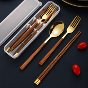 便携式筷子勺子套装餐具收纳盒一人用三件套筷勺叉旅行户外学生用