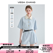 vegachang工装连体短裤女夏小个子，显瘦法式连衣裙，高级感连身衣裤