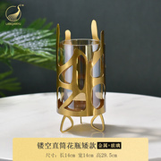 美式金属镂空花纹花瓶创意花瓶，欧式客厅餐桌玄关卧室装饰饰品摆设