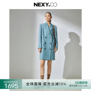 NEXY.CO/奈蔻2023秋冬时尚简约通勤风西装领中长款连衣裙女