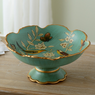 美式陶瓷水果盘摆件创意，欧式果盘套装，客厅茶几摆件家居装饰品果盆