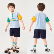 小男孩纯棉短袖polo衫，短裤薄套装儿童帅气夏装幼儿园男童半袖体恤
