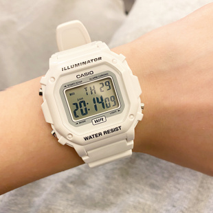 卡西欧f-108whc-7b男女手表，白色方块运动电子表f108wh-1b1a218h