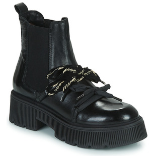 MJUS女靴松糕厚底增高短筒靴圆头黑色冬季欧美风显瘦时装靴