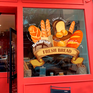 ins网红蛋糕房面包甜品店铺创意布置橱窗玻璃门装饰贴纸卡通贴画