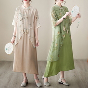中国风新中式改良旗袍连衣裙，夏季大码女装，裙子母亲节中年妈妈夏装