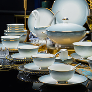 碗碟套装家用2023高级感轻奢碗具乔迁骨瓷，陶瓷碗盘餐具碗筷