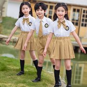 小学生班服演出服天蓝学院，风运动服短裙，夏令营表演毕业班翻领