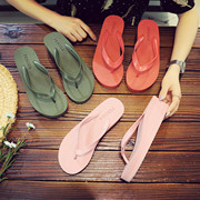 人字拖女厚底夏时尚网红高跟拖鞋防滑夹脚沙滩海边外穿坡跟凉拖鞋