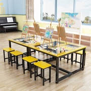 玻璃美术桌绘画桌托管班幼儿园，桌椅画室培训桌子儿童课桌椅手工桌