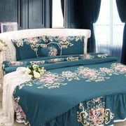 欧式风格大版花型纯棉清歌曼舞圆床四件套圆形床床上用品圆床