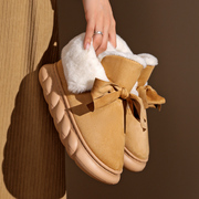 高帮棉拖鞋女冬季保暖包跟厚底，加绒踩屎感防滑室内居家用月子棉鞋