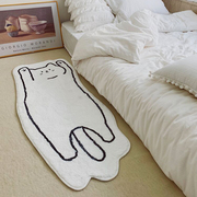 可爱床前毛绒地垫卧室，床边毯ins风卡通猫咪床下儿童房家用客厅毯