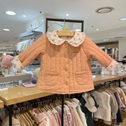 韩国潮童装 冬女童宝宝两面穿橘色韩范薄棉服 棉衣森系外套