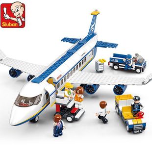 小鲁班拼装积木飞机航空系列空中巴士儿童益智塑料玩具拼搭拼图