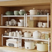可伸缩厨房置物架台面橱柜内隔板分层收纳柜子锅架调料瓶架子品质