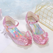 女童凉鞋2023韩版夏季时尚公主鞋中大童小女孩儿童高跟鞋软底