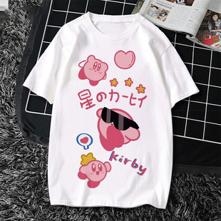 日系动漫游戏星之卡比Kirby可爱萌系儿童亲子少女短袖t恤衫上衣服