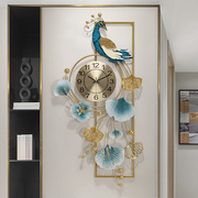 新中式客厅家用时尚钟表简约现代风铁艺挂钟餐厅轻奢大气挂钟时钟