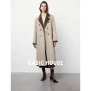Basic House/百家好高端羊毛呢双面呢大衣2023冬季双排扣毛呢外套