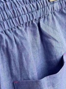 简约蓝紫色织水洗亚麻，阔腿短裤女2023夏季肌理感棉麻五分裤子