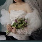 新娘手套白色泡泡袖蕾丝长款婚纱礼服手袖遮手臂臂袖网纱拍照造型