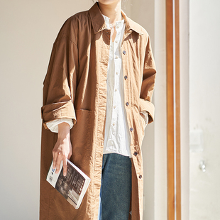 柒白2024初春外套韩系女装森系复古文艺，穿搭设计感上衣中长款风衣