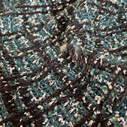 进口绿色系针织羊毛面料针织小香风亮丝花呢连衣裙布料双针细腻
