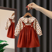 女童秋装连衣裙2023洋气，3小童裙子春秋款，5岁女宝宝背带裙套装