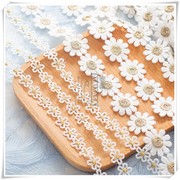 涤纶金白色(金白色)小花朵水溶刺绣蕾丝，花边可单独剪开diy服装材料