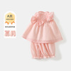 2024儿童短袖套装粉色公主，女宝宝夏季两件套大蝴蝶结上衣短裤童装